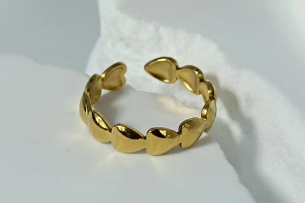 Solvaris-Heart Oath Ring-Edelstahl Gold & Silver - Ringe