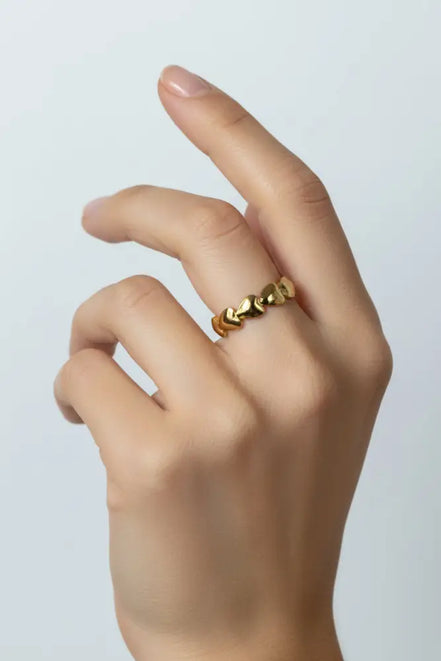 Solvaris-Heart Oath Ring-Edelstahl Gold & Silver - Ringe