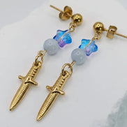 Blau Gold Edelsathl Ohrringe