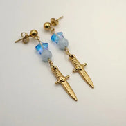 Solvaris-Hero the Blue Sword Earrings-Edelstahl Gold - Ohrringe