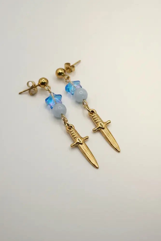 Solvaris-Hero the Blue Sword Earrings-Edelstahl Gold - Ohrringe