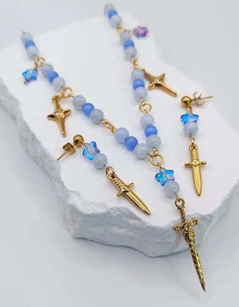 Solvaris-Hero the Blue Sword Earrings-Edelstahl Gold - Ohrringe
