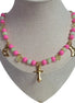 6 mm Glasperlen in Hellgrün   rosa Acrylperlen in transparent Hellgrüner Stern an einer Edelstahlkette in Gold