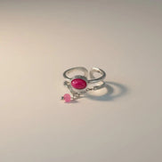 Solvaris-Magenta Aura Stone Ring – Edelstahl Gold & Silver - Silber - Ringe