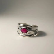 Solvaris-Mystic Magenta Stone Ring – Edelstahl Silver - Ringe