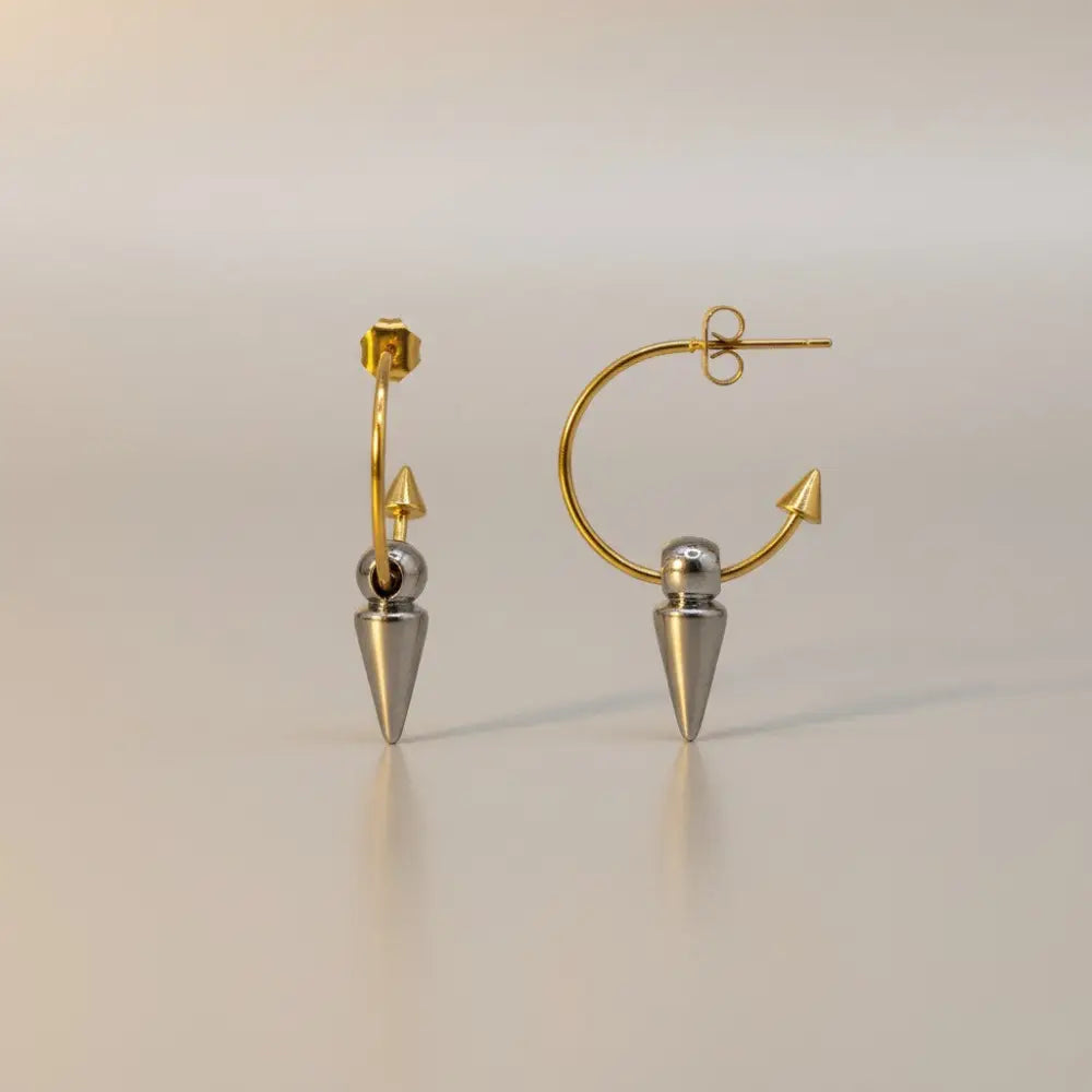 Spikey Gold Earrings-Edelstahl Gold & Silver - Ohrringe