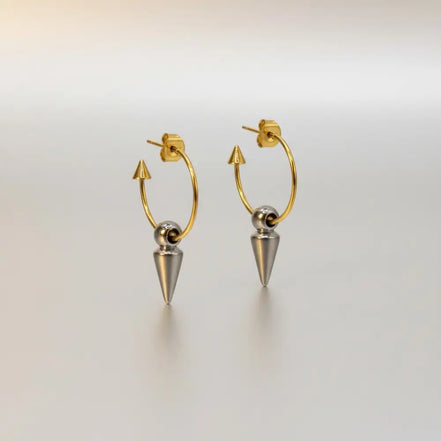 Spikey Gold Earrings-Edelstahl Gold & Silver - Silber - Ohrringe