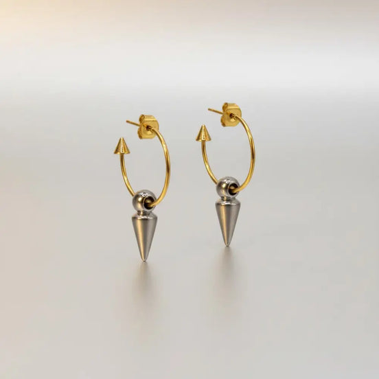 Spikey Gold Earrings-Edelstahl Gold & Silver - Silber - Ohrringe