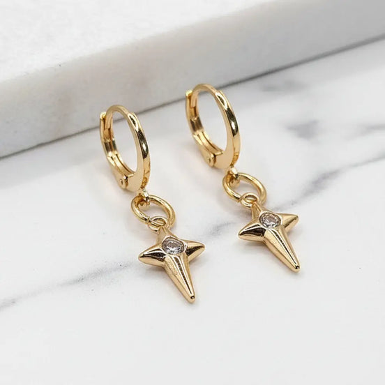 Starlight Protection Earrings-Edelstahl & Zirkonia Gold - Ohrringe