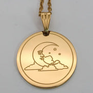  Rostfrei Stahl Anhänger Mond und gold edelstahl kette