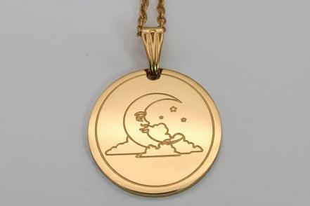  Rostfrei Stahl Anhänger Mond und gold edelstahl kette