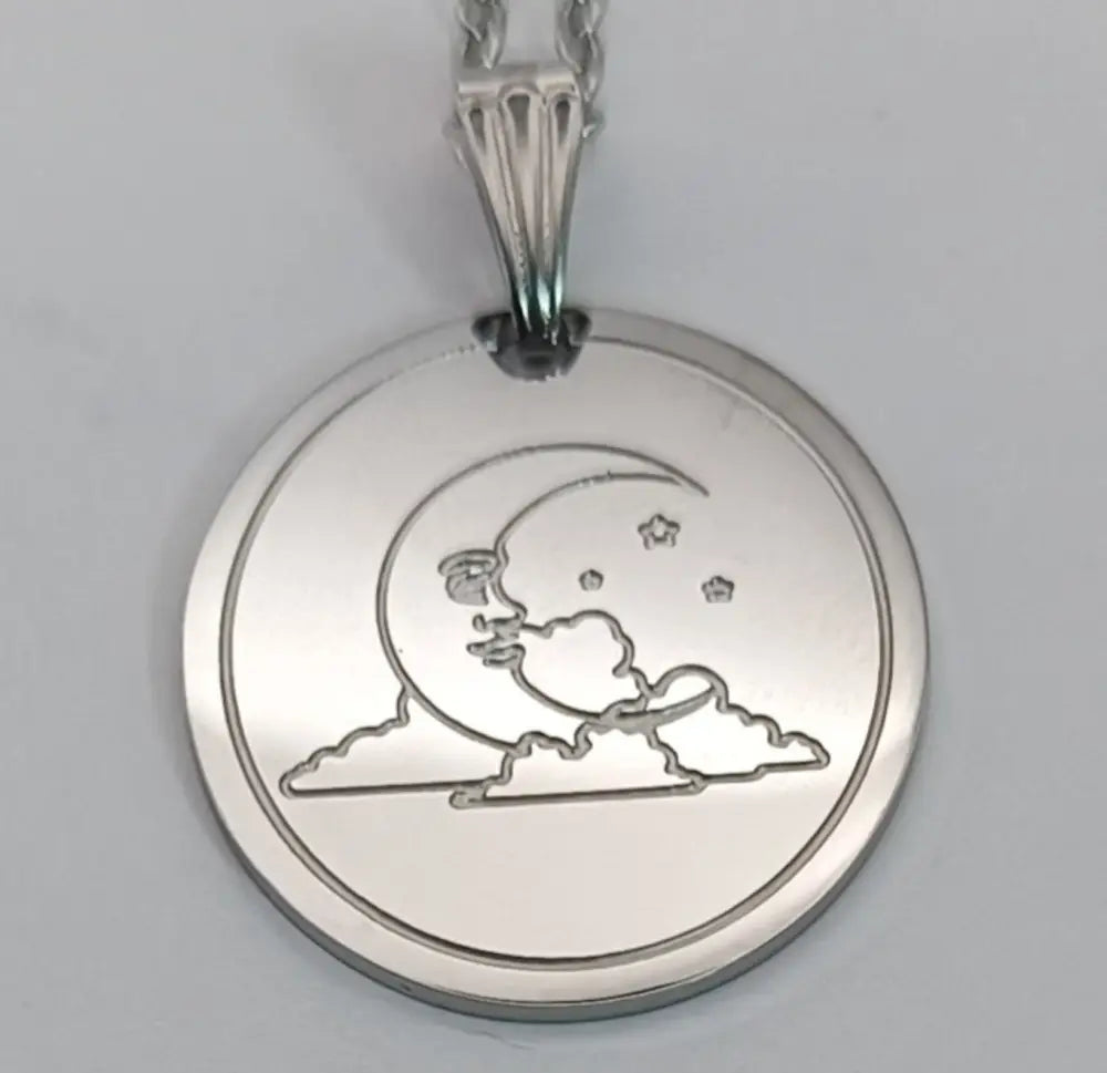  Rostfrei Stahl Anhänger Mond und silber  edelstahl kette