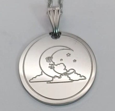  Rostfrei Stahl Anhänger Mond und silber  edelstahl kette