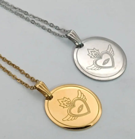 Heilige Herz Edelstahl Anhanger und Gold und Silber Edelstahl Kette