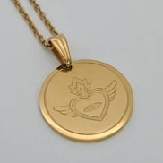Heilige Herz Edelstahl Anhanger und Gold Edelstahl Kette