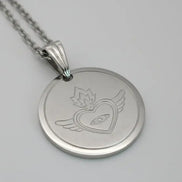 Heilige Herz Edelstahl Anhanger und Silber Edelstahl Kette