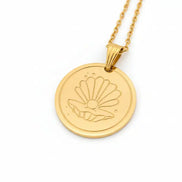 Muschel edelstahl anhanger und gold edelstahl kette