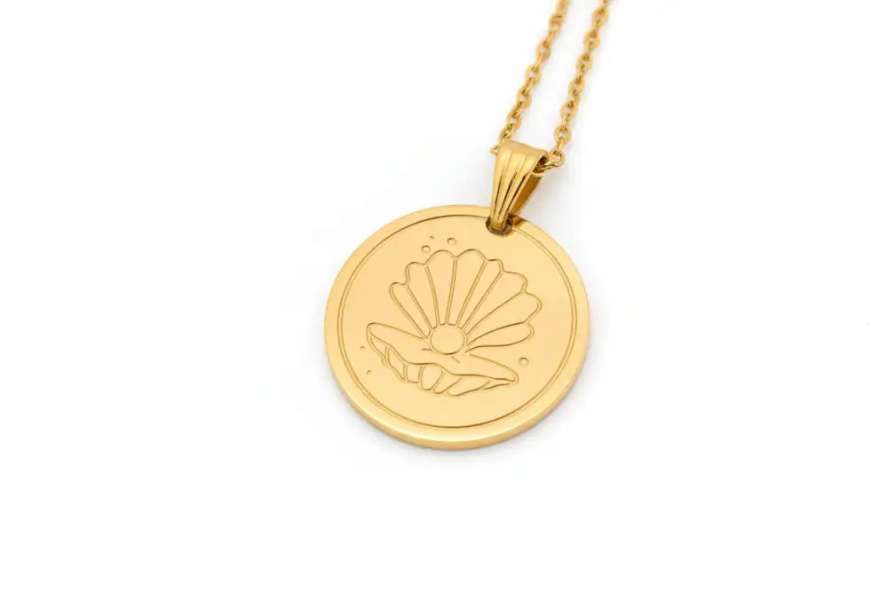 Muschel edelstahl anhanger und gold edelstahl kette