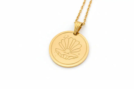 Muschel edelstahl anhanger und gold edelstahl kette