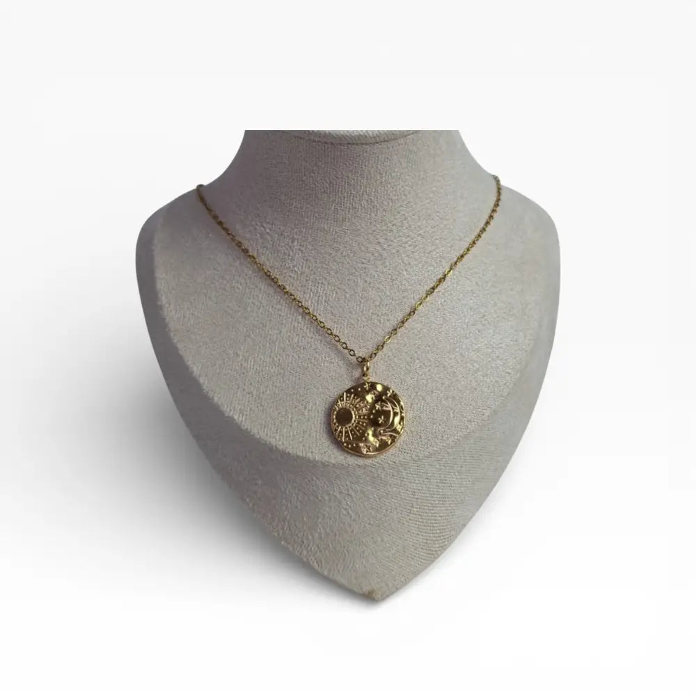 Edelstahl-Sonnenanhänger mit Goldkette